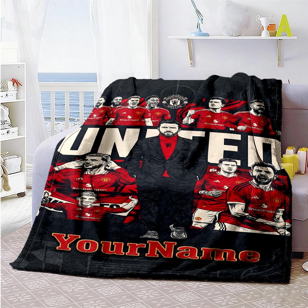 Manchester Customize Your Name Blanket Lightweight Customizable Blanket Warmthful Decor Perfect for Bedding Office Chair Sofa Couch for All Occasions