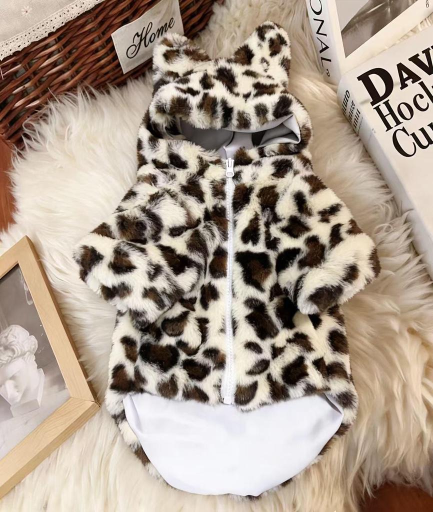 Leopard Print Warm Coat for Small/Medium Dogs: Schnauzer, French Bulldog, Bichon, Teddy
