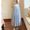 Blue Skirt for Women In Spring and Summer New High-waisted Temperament Gentle Ballet Style Mid-length Skirt