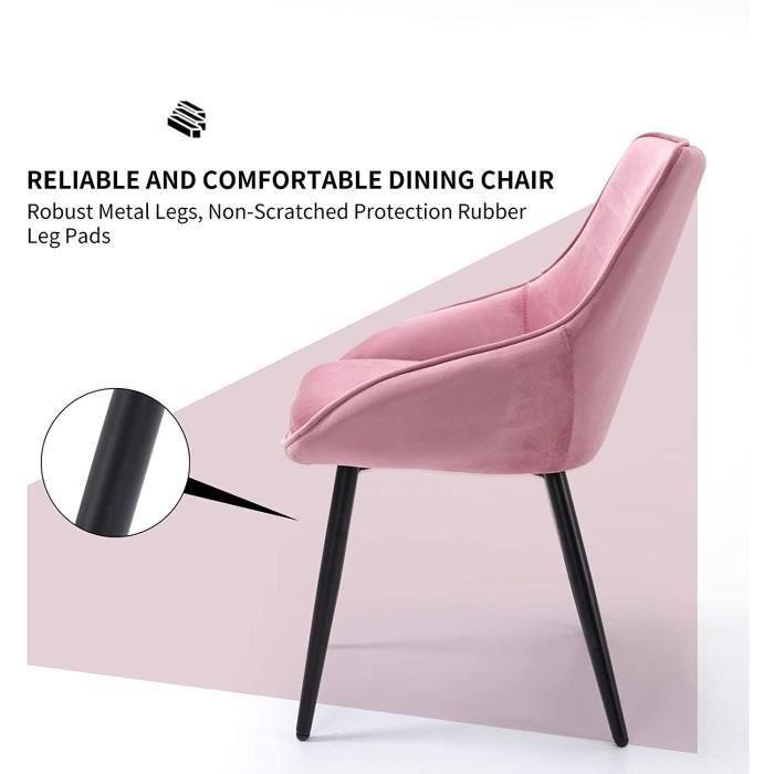 Chaises en velvet - lot de 2 - rose - vintage - 76 cm de hauteur