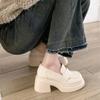 Fashion 2025 New Platform Loafers Women Lolita Mary Janes Casual Pumps Pu Leather High Heels Non Slip Oxford Shoe Autumn Boots Plus Size