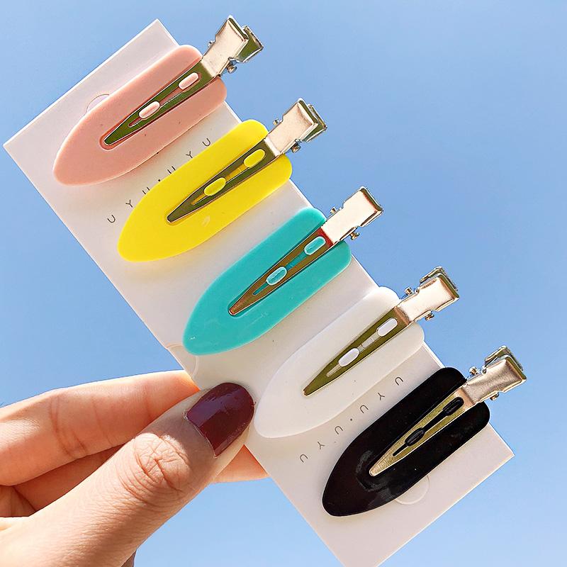 4PCS/Set Women Girls Candy Colors Flat No Indentation Hairpins Sweet Hair Clips Barrettes Headband Hair Accessories