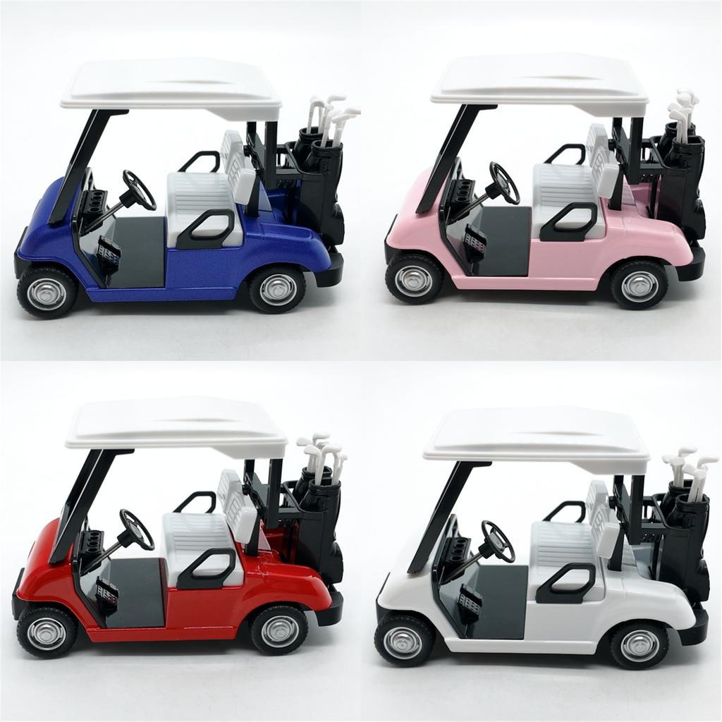 1:20 Scale Miniature Metal Golf Cart Replicas Model with Clubs Cake Toppers Decorative Ornament For Home Office Display