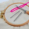 Punching Needle Embroidery Set for Embroidery Craft Embellishment, with 3 Punching Needle Head and Needle Threader