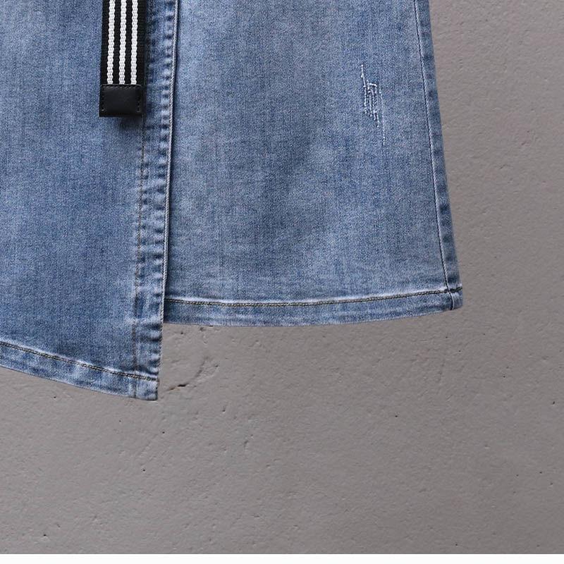 Весенне-летняя джинсовая юбка женская эластичная с высокой талией А-силуэта с облеганием ягодиц повседневная