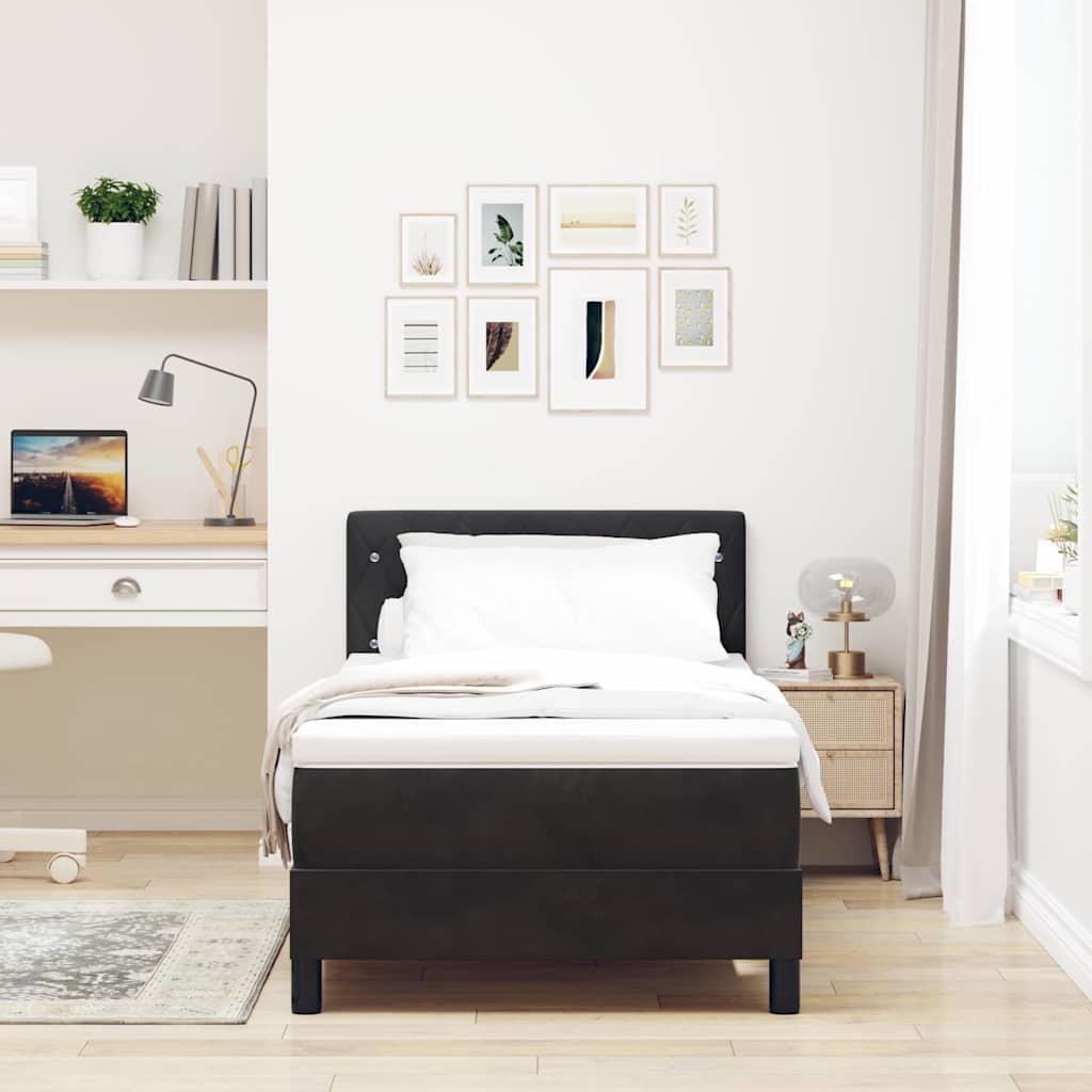 Box Spring Bed with Mattress Black 90 x 200 cm Velvet