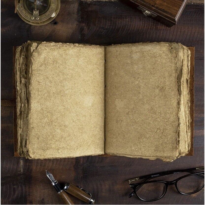 Винтажный кожаный журнал ручной работы, старинный бумажный кожаный альбом с краями декеля