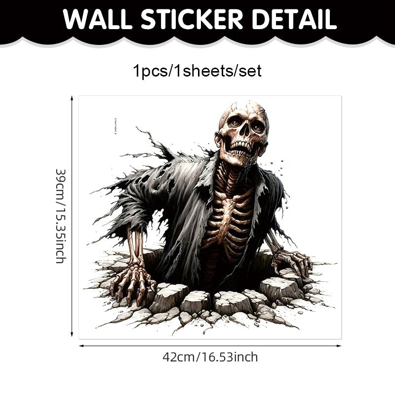 Halloween Wall Stickers 3D Effect Broken Wall Zombies Broken Wall Floor Stickers Pvc Self-Adhesive Bedroom Living Room Horror