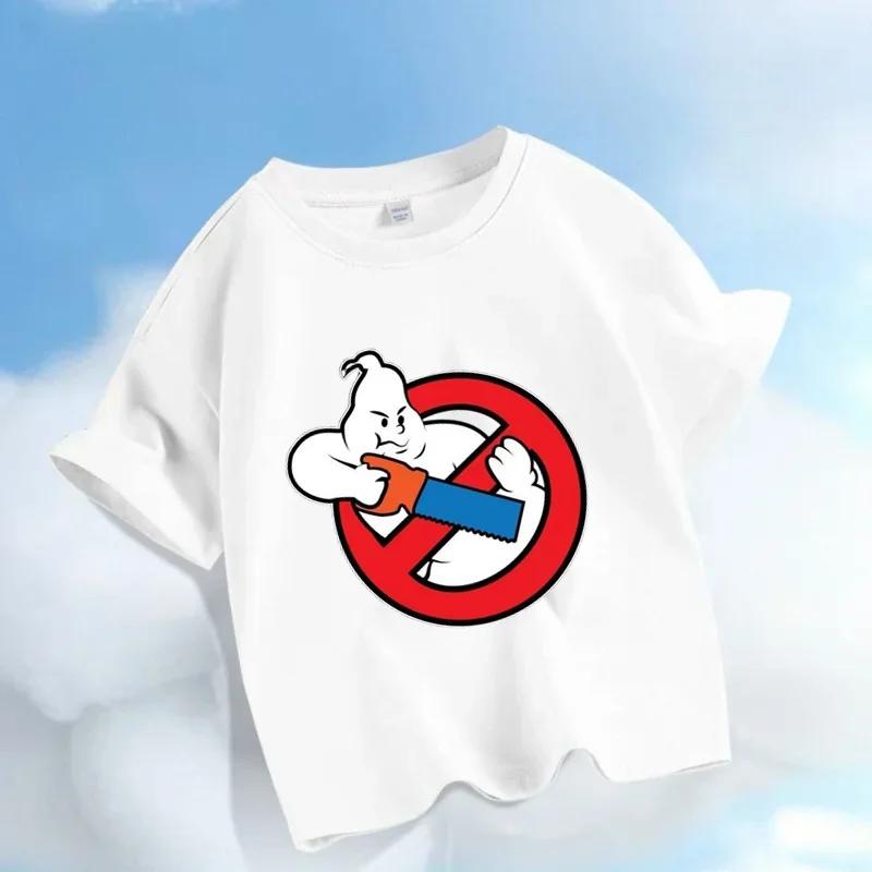 2026 Ghostbusters Daredevil Childrens Comic Game Cartoon Print Boys and Girls Sportswear Casual Shirts Summer Shirts