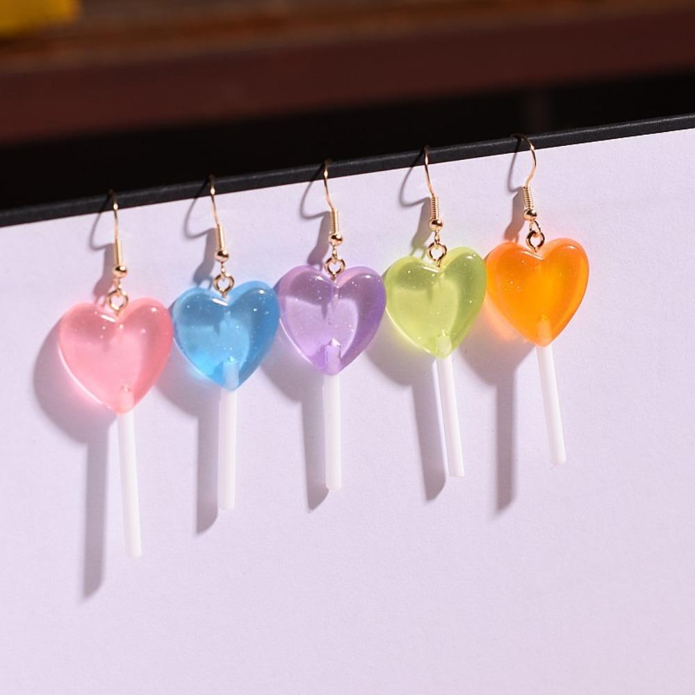 Light Weight Lollipop Earrings Sweet Multicolor Candy Earring New Love Heart Earring