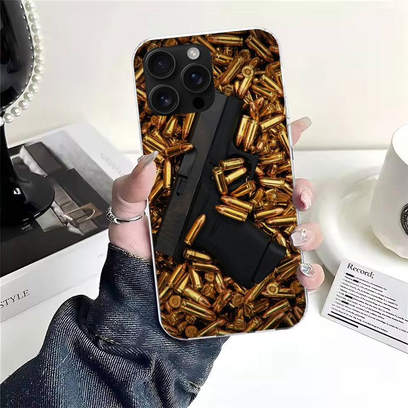 Пули для пистолета АК-47 Пистолет Мягкий чехол для телефона Для IPhone 11 17 Air 16E 16 Pro Max 15 + 14 Plus 13 Mini 12 Apple 7 SE 8 Fundas Coque 1