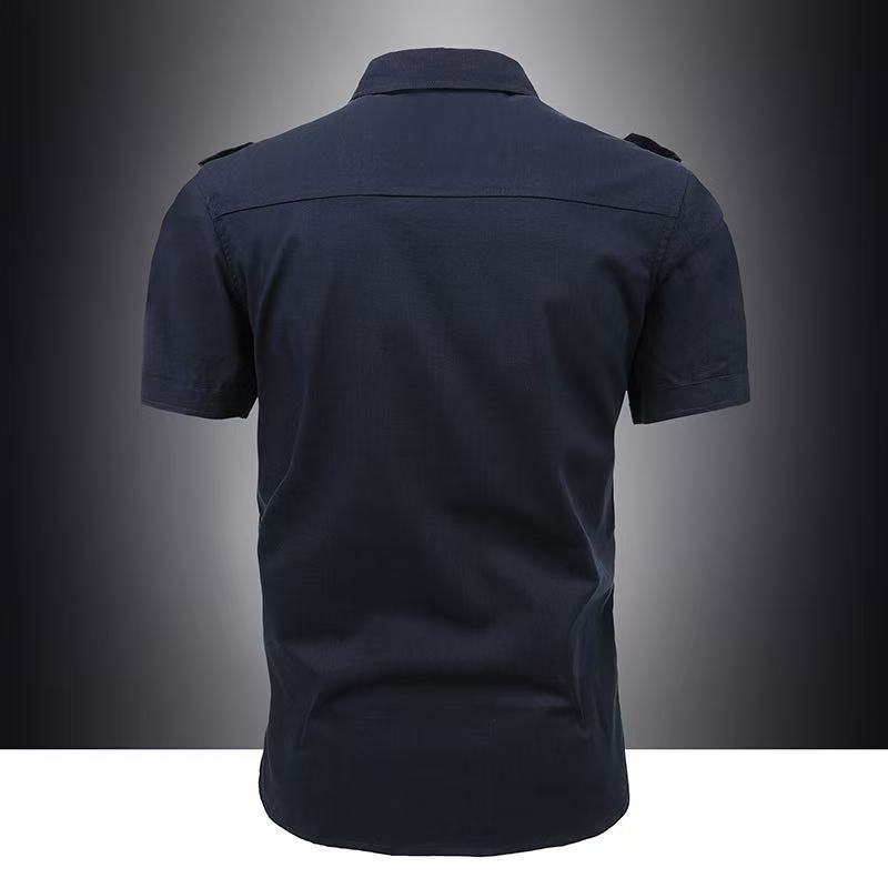 Летняя рубашка с короткими рукавами, тонкая секция, мужская, повседневная, большого размера, с несколькими карманами, молодежная рабочая рубашка, удобные и прочные мужские топы