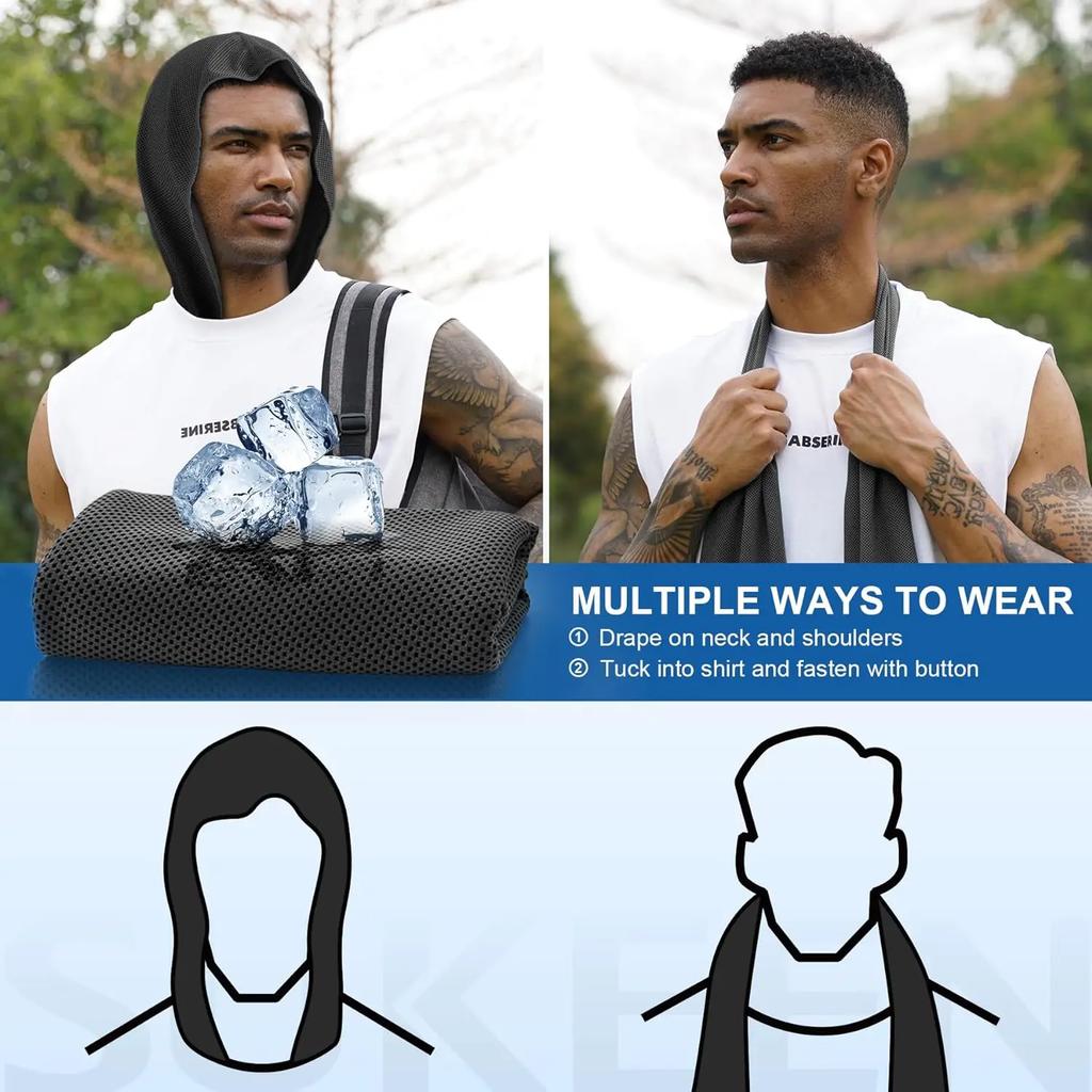 Летнее охлаждающее худи-полотенце, впитывающее пот, прохладное, с защитой от УФ-лучей, для велоспорта, мягкий шарф с ощущением холода, быстросохнущий, для фитнеса, походов, рыбалки