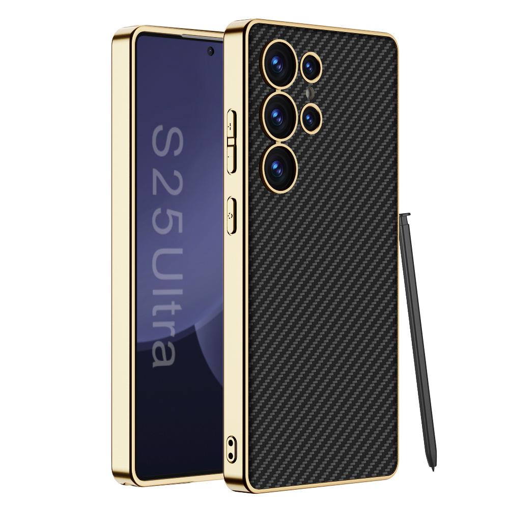 Чехол для мобильного телефона Samsung S25 Ultra Гальванический Однотонный Кожаный Защитный Чехол S25 Простой Чехол для Мобильного Телефона с Защитой от Падений