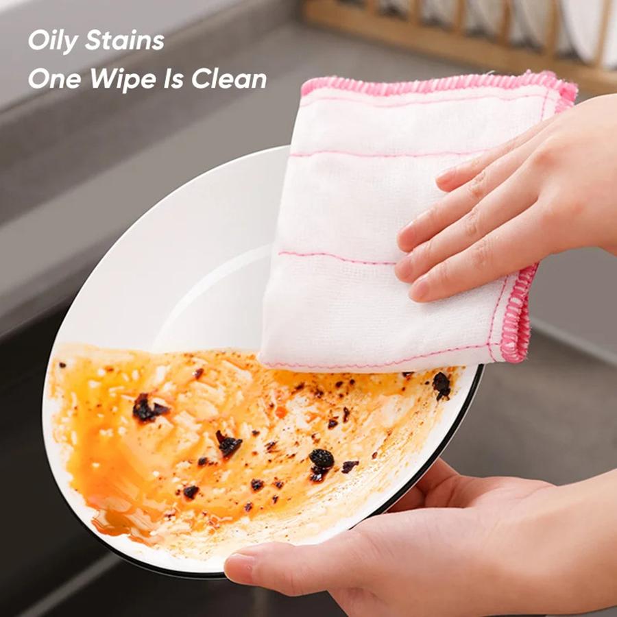 Oil-proof Kitchen Towel 8-layer Microfiber Kitchen Cleaning Cloth Thickened Absorbent Washing Pad Kitchen Daily Dish Towel
