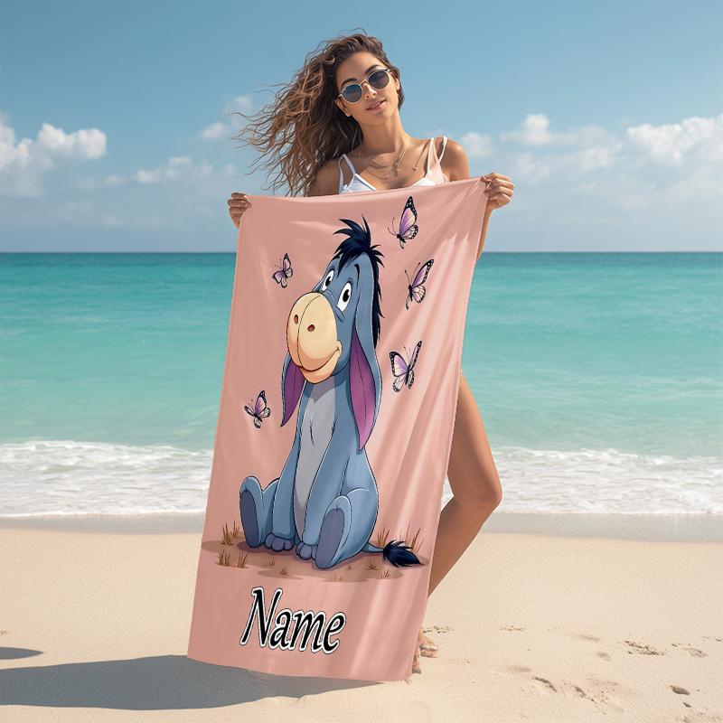 Personalized Eeyore's Butterfly Adventure Beach Towel Microfiber Beach Towel Thin Absorbent for Beach Swimming Yoga Bath Sports. 0910364