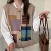 DIMANAF 2024 зима-осень женский клетчатый жилет без рукавов вязаный модный свободный свитер оверсайз в повседневном стиле