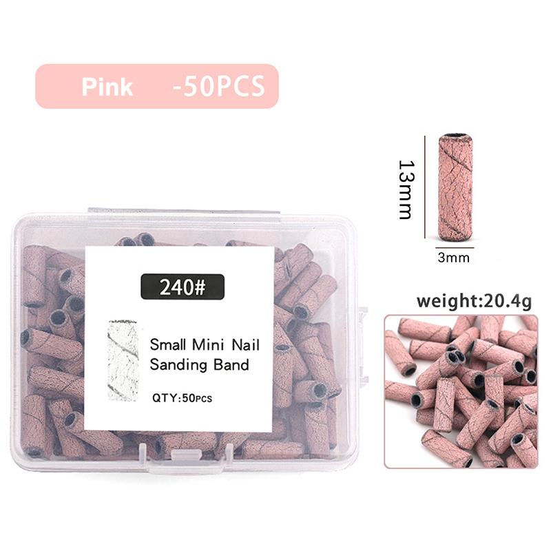 Versatile 3mm Nail Drill Bits 50 Pcs Set Effective Sanding Bands for Gel Acrylic Polish Treatment