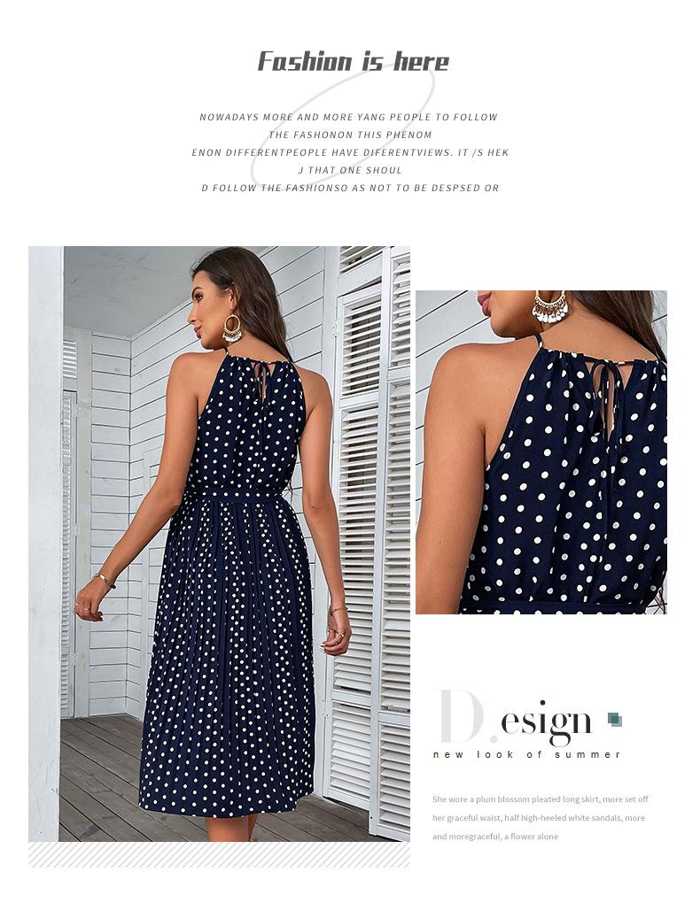 2023 Polka Dot Halter Neck Dress - European & American Summer Fashion for Women