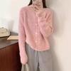 Autumn and Winter New Solid Color Simple Versatile Sweater Jacket Women's Gentle Wind Round Neck Soft Waxy Knitted Cardigan Top