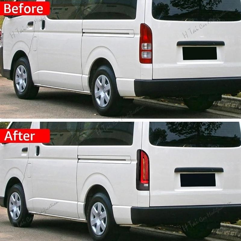 Пара светодиодных задних фонарей для Toyota Hiace 2005-2018 Задние фонари Задние противотуманные фары Динамические указатели поворота Световые сборки для автомобиля
