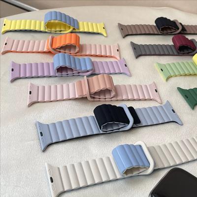 Простой силиконовый ремешок для часов Apple Watch Ultra 9 8 7 49 мм 45 мм 41 мм Силиконовый ремешок с магнитной застежкой для часов iWatch 6 5 4 SE 44 мм 40 мм 42 мм