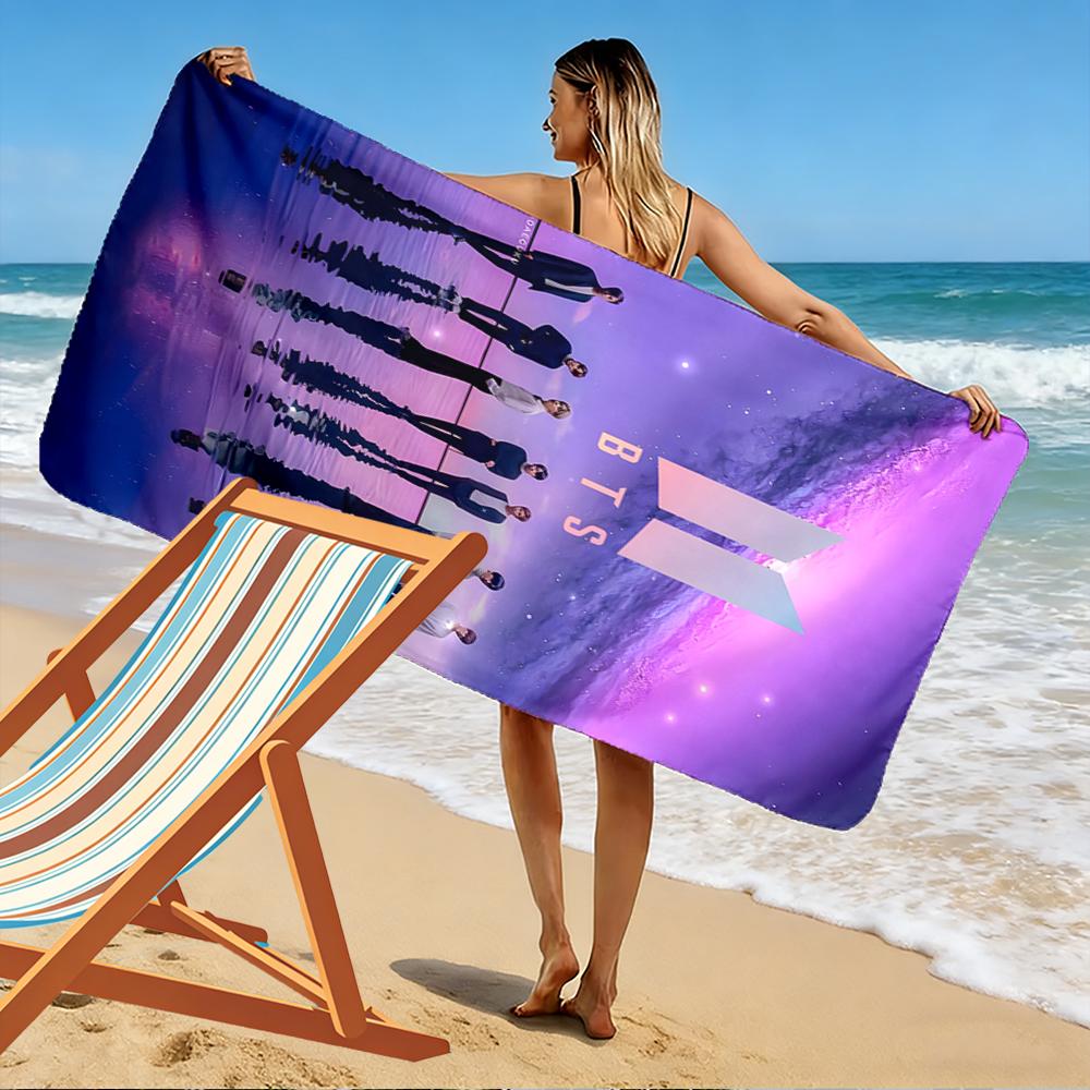 BTS Purple Galaxy Design Beach Towel Beach towel quick-drying for travel outdoor sports jogging beach and swimming