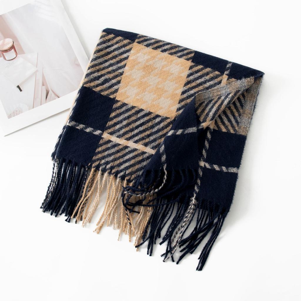 New Korean Imitation Cashmere Scarf High End Versatile Plaid Shawl Couple's Long Winter Warm Scarf