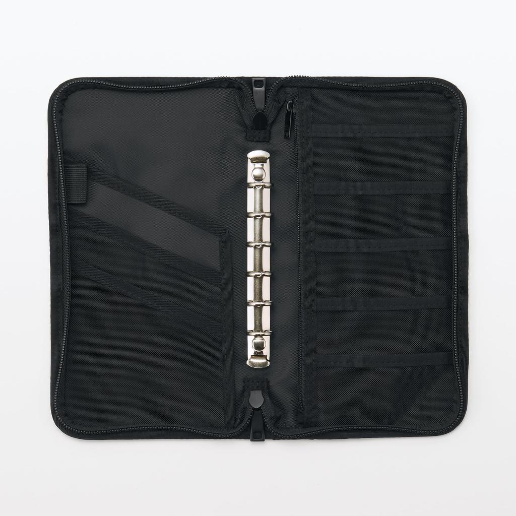 MUJI Полиэстеровый чехол для паспорта с прозрачным карманом x 13 x OHCA3A2S, черный, прибл.. 23.5 2.5 см,