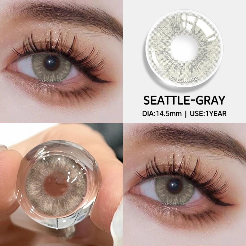 Eyeshare Цветные контактные линзы 1 пара цветных контактных линз модные темно-зеленые линзы для очков серые натуральные контактные линзы годовые линзы