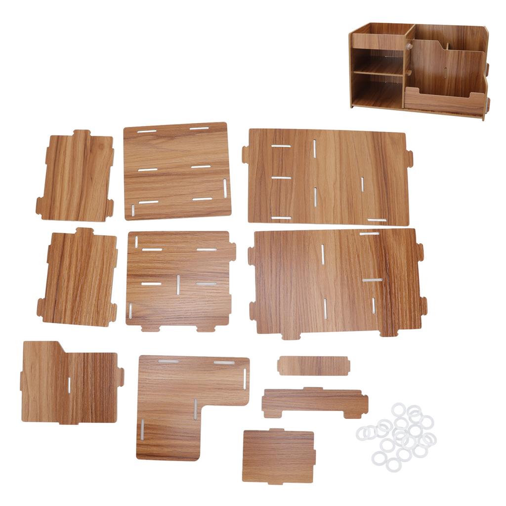 Wooden Desk Organize Shelf Multi Layer Space Saving Tabletop Storage Box for Home Office School