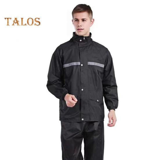 Комплект из 2 шт., плащ, брюки, мужской, женский, с капюшоном, длинный рукав, дождевик, эластичный пояс, длинные брюки, комплект, светоотражающие полосы, водонепроницаемый дождевик