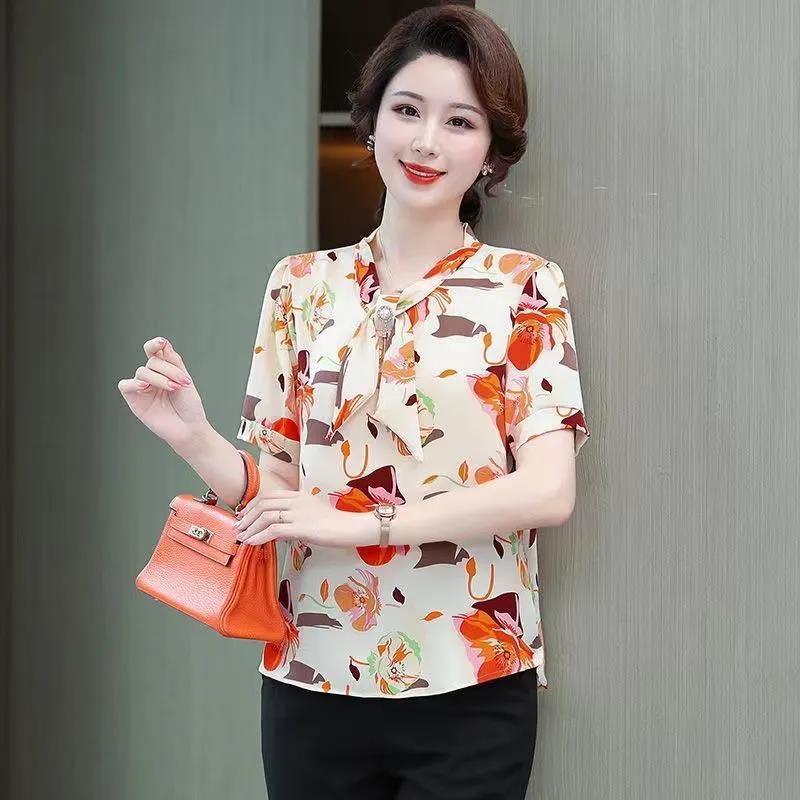 Рубашка с коротким рукавом для женщин, летняя женская свободная повседневная рубашка, модная футболка с принтом