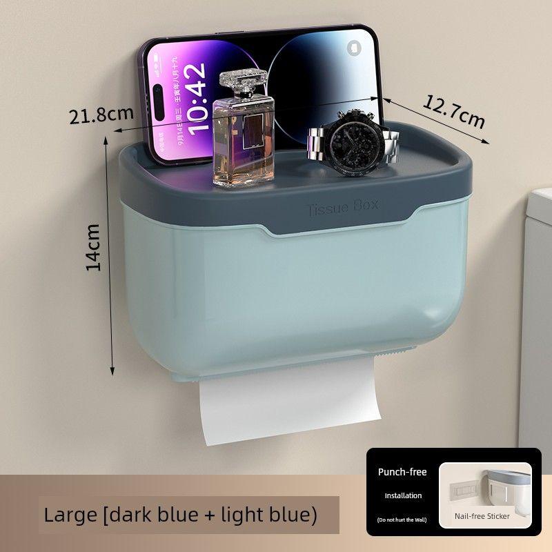 Punch-Free Toilet Tissue Box Toilet Waterproof Towel Rack Storage Rack Paper Extraction Box Wall Hanging Chart Drum