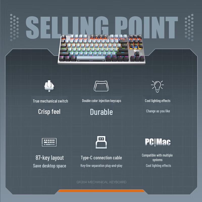 Lenovo Lecoo GK304 87-Key Blue Switch Wired Mechanical Keyboard