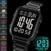 Цифровые часы для мужчин водонепроницаемые спортивные электронные наручные часы EL дисплей часы из нержавеющей стали