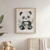 Poster Cute Panda Among Leaves Poster Cute Panda Among Leaves, 30X40 Cm, Black Aluminum Frame, 230 Gsm Matte Paper