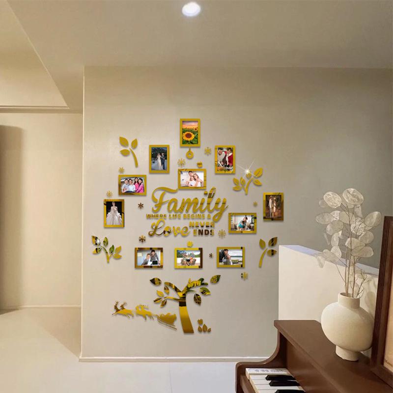 3D Акриловая Рождественская Елка Фоторамка Настенная Наклейка для Декора Гостиной