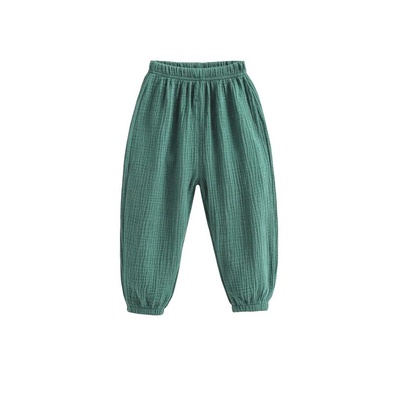 Летние брюки для девочек и мальчиков, корейские детские однотонные свободные шаровары из хлопка и льна, повседневные детские плиссированные брюки с высокой талией для девочек