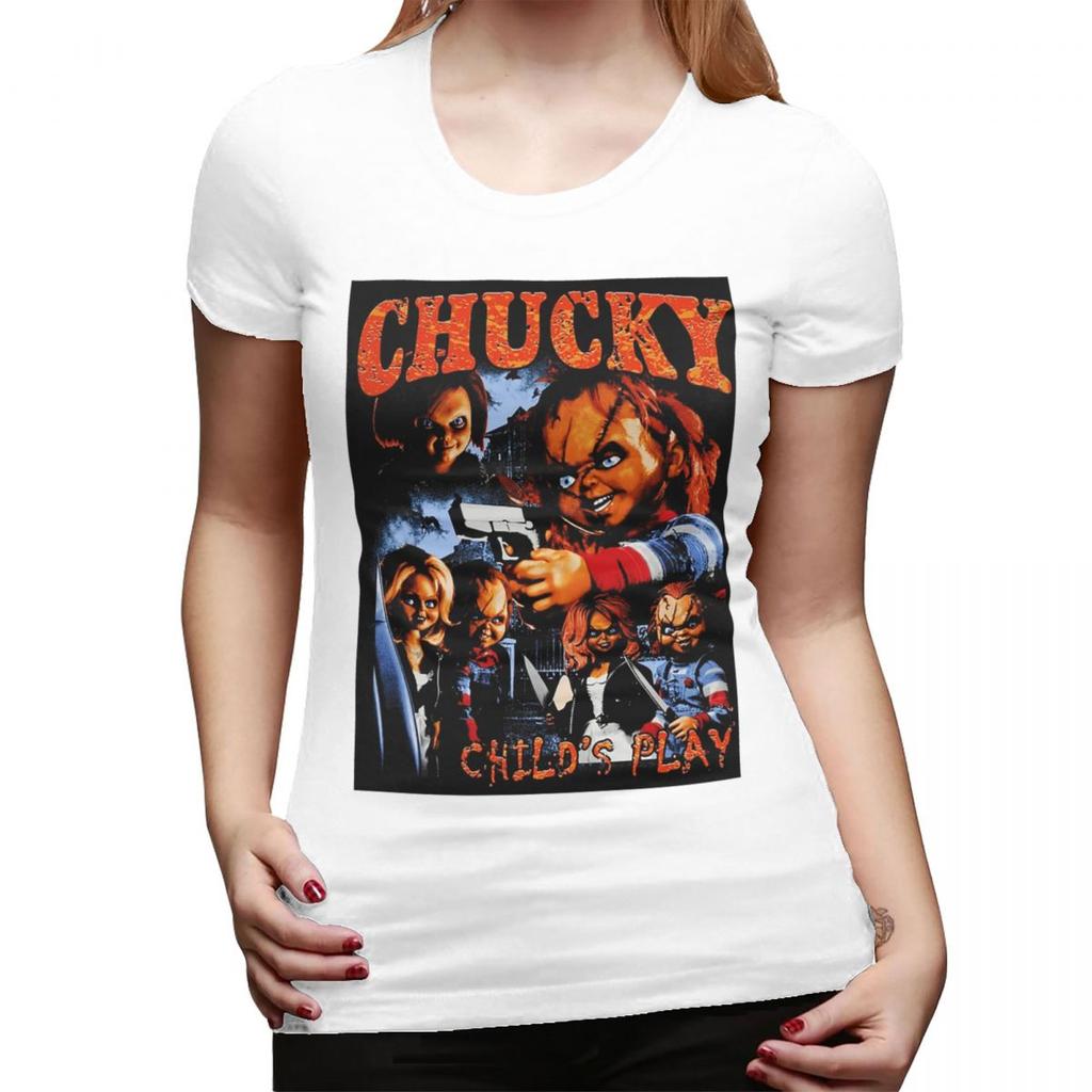 Футболка Chucky Childs Play для женщин с круглым вырезом Уличный стиль Женские футболки с коротким рукавом Летняя одежда Топы
