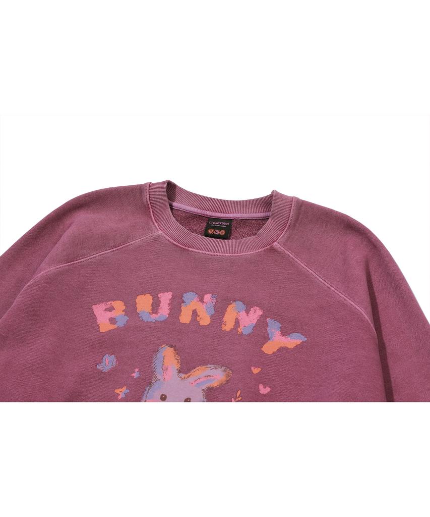 CPGN STUDIO Pastel Bunny Raglan Pigment Sweatshirt Dusty Pink