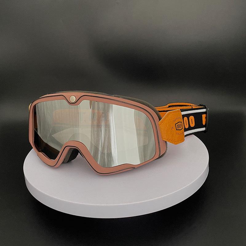 Vintage 100 Goggles Harley Motorcycle Motorcycle Eye Protection Windproof Sand UV Riding Glasses Replaceable Lenses