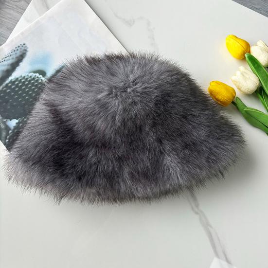 Women's Fuzzy Faux Fur Bucket Hat Winter Plush Furry Ladies Hat Fluffy Sherpa Fisherman Cap for Cold Weather