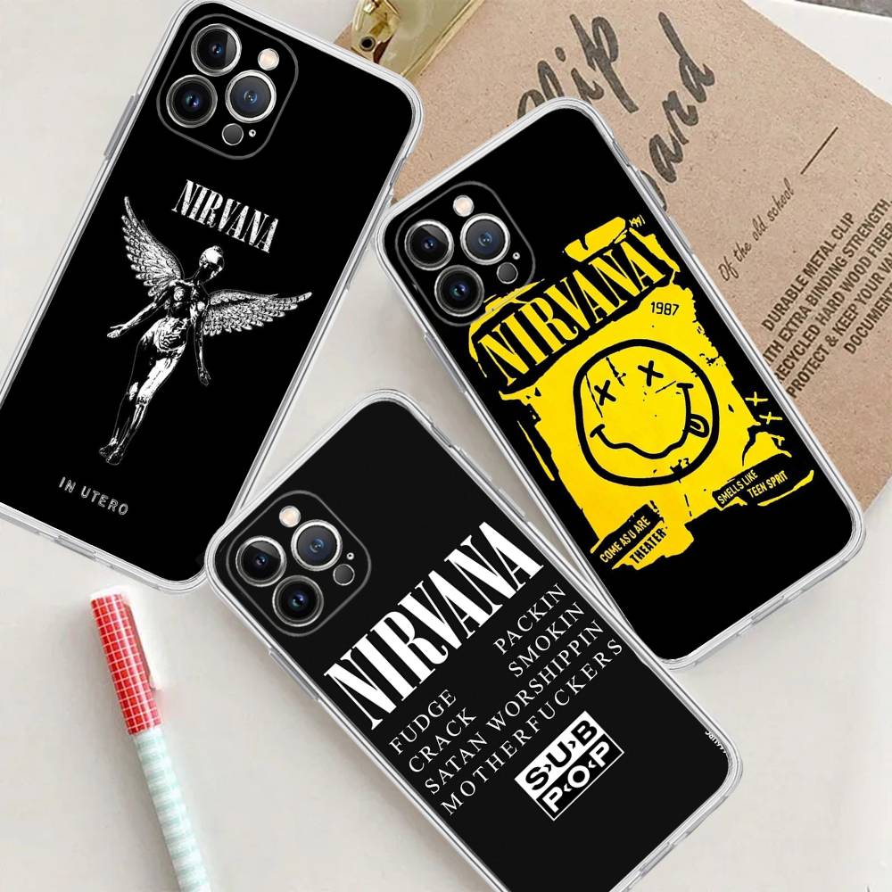Band Hot N-NirvanaS Phone Case for iPhone 17 16 15 14 13 12 11 Pro Max Plus Soft Cover Personalized DIY