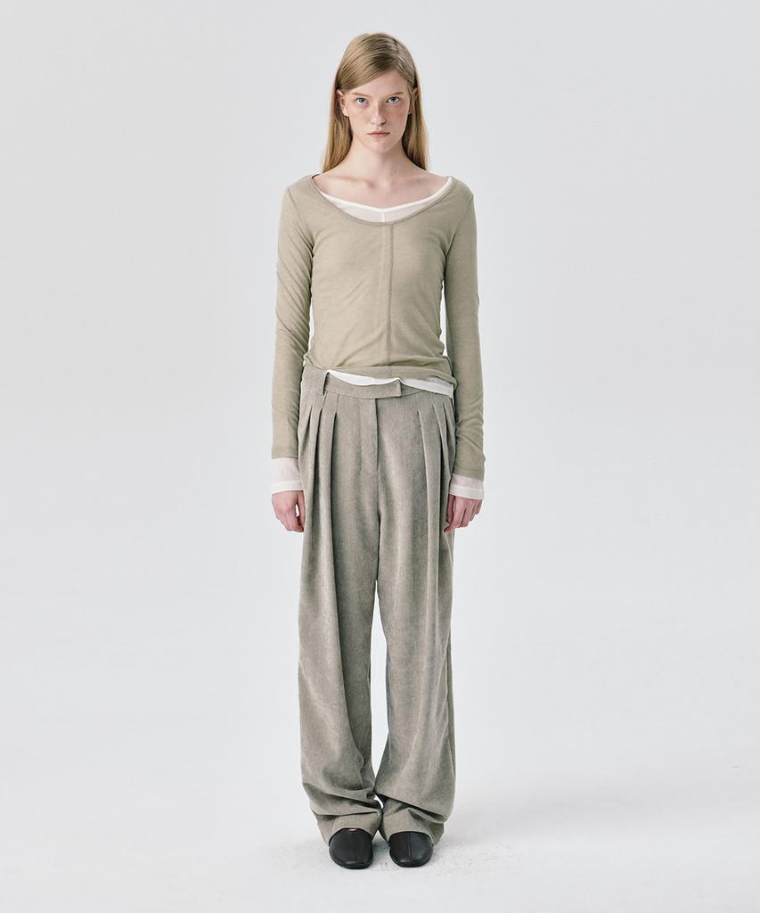 WNDERKAMMER Steady Wide Tuck Pants_Grey
