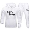 Женский комплект с длинными рукавами, спортивный костюм Boss Lady и Boss Man, комплект для пары, толстовка с капюшоном + брюки, толстовка с капюшоном