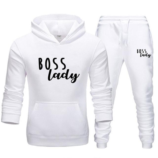 Женский комплект с длинными рукавами, спортивный костюм Boss Lady и Boss Man, комплект для пары, толстовка с капюшоном + брюки, толстовка с капюшоном