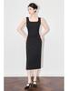 French Square Neck Sleeveless Dress - Elegant, Waist-Defined Long Skirt for Women, Summer Style