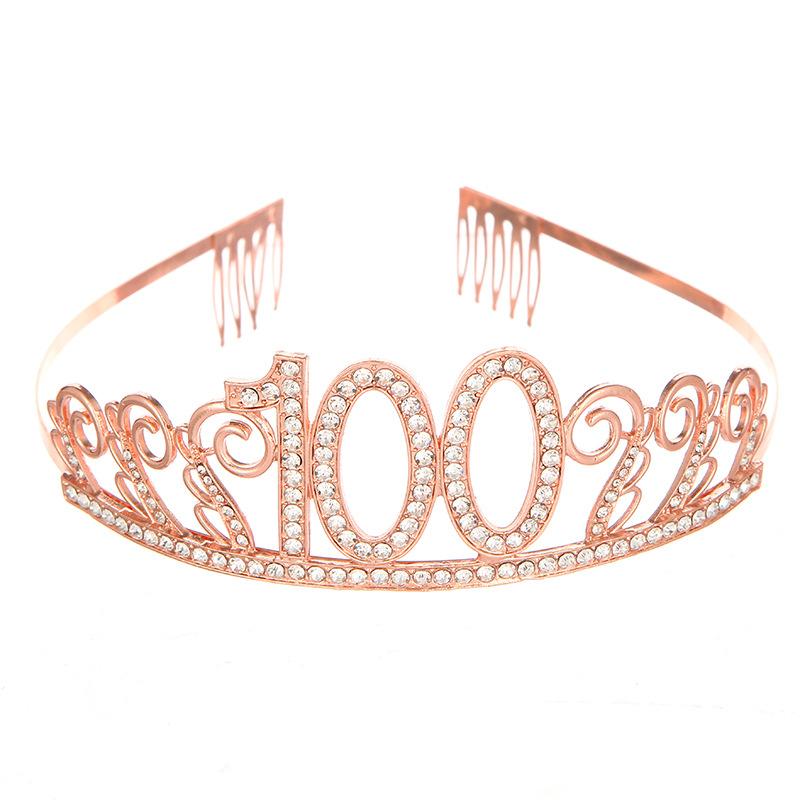 Модная повязка на голову в виде короны на 100-летие, хрустальная повязка на голову в виде короны на день рождения, аксессуары для волос