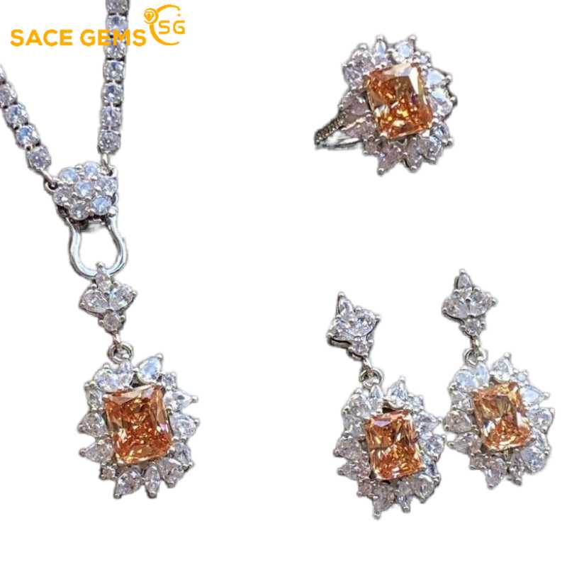 Sace Gems Классические кольца из медного сплава с цирконием, серьги, кулон, ожерелье, комплекты ювелирных изделий, подарки для свадебной вечеринки
